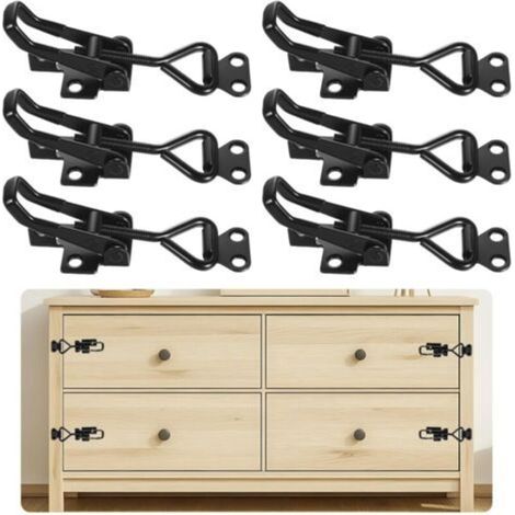 6 Pcs Toggle Latch, Stainless Steel Toggle Clamp, Clamping Lever, Toggle Clasp Fastener, Metal Trailer Latch for Cabinets Doors Cases (Black) (1/5)