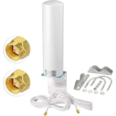 Antenne MIMO omnidirectionnelle 4G LTE 10 dBi - Antenne murale extérieure étanche avec 2 connecteurs SMA/TS9, adaptée aux hotspots, routeurs, caméras de suivi, etc. (1/5)