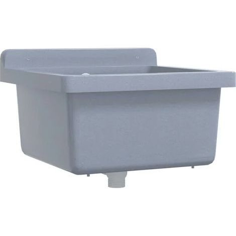 Lavabo mural, gris, 40 x 40 x 24 cm, résine