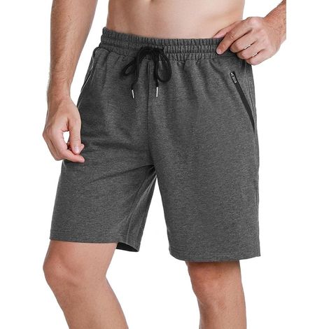 Herren-Sportshorts aus 100% Baumwolle mit Reißverschlusstaschen und verstellbarem Kordelzug – Fitnessshorts – Jogginghose (1/5)