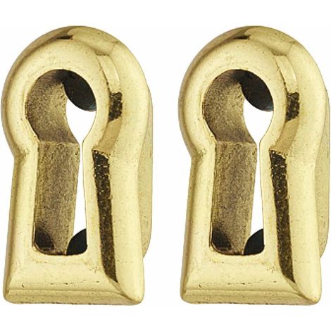 2x Douille de clé en laiton poli à encastrer hauteur 24mm largeur 14mm Fixation de plaquette Entrée de clé Meuble Ancien Rénovation DIY (1/2)