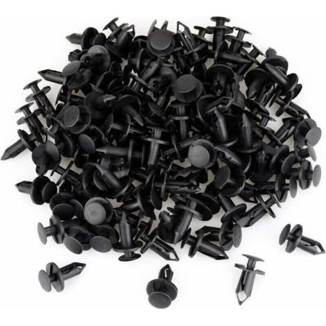 120 clips de fixation en plastique pour voiture, clips noirs, rivets en plastique, ailes, trou de 8 mm, rivets en plastique à pression, élément de fixation (1/4)