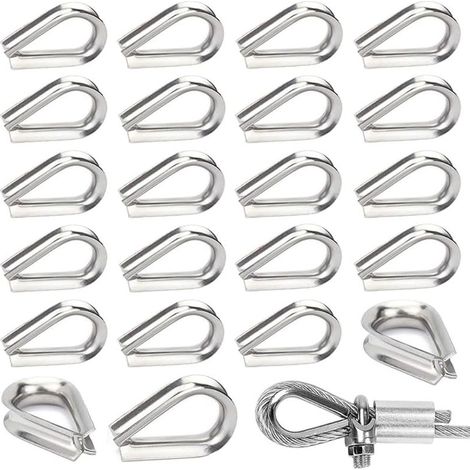 30 Pièces M6 Cosses de Câble Métallique en Acier Inoxydable 304 Cosse Coeur pour Cable Acier pour Câble Métallique 6mm (1/5)