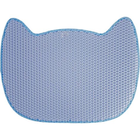 Alfombra para Arenero de Gatos Doble Capa Antideslizante Impermeable Forma de Gato 65x40cm Glückpet