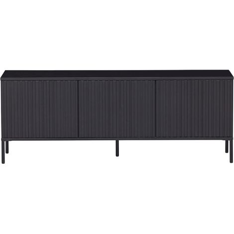 Meuble TV 150cm en bois massif FSC couleur noir MAY