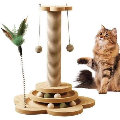 Kratzbaum – 40 cm – Holz – Sisal – 4-in-1-Katzenbaum (1/4)