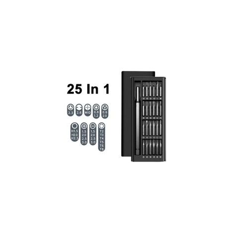 Kit de destornilladores 25 en 1 con puntas Phillips y Torx magnéticas, llave hexagonal de precisión y mini estuche desmontable para reparar teléfonos y smartphones - Crezuo