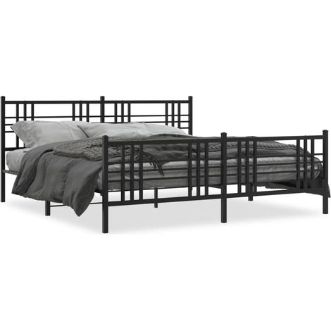 Maison Exclusive - Giroletto con Testiera e Pediera Metallo Nero 200x200 cm (1/5)