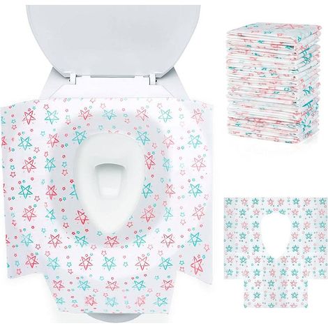 10 morceaux Protege Cuvette Wc Jetable, Coussin Papier Siège Toilette Portable Grand pot Housse de Siège WC Public Imperméable à l'eau Jetable Tapis Toilette Avion Hôtel Camping Voyage,65x 60cm