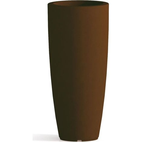 Runde und hohe Vase Cromia Stilo, einfarbig, für draußen und drinnen 'Made in Italy -Braun / Ø33 x H 70 cm
