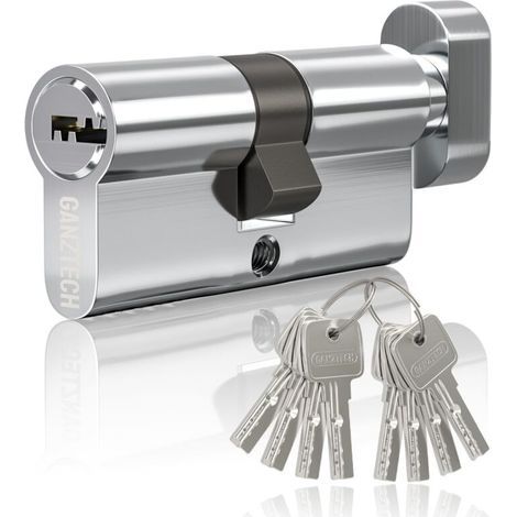 1 cylindre de serrure,alliage d'aluminium,nickel,8 clés à fossettes,porte upvc composite (1/5)