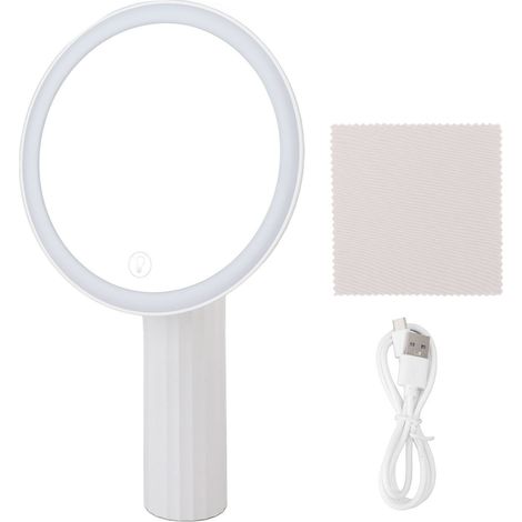 Tragbarer LED-Schminkspiegel mit integrierter Beleuchtung und Weitwinkeloberfläche (1/5)