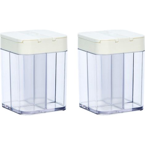 Lot de 2 distributeurs à condiments, boîte à épices pour la cuisine, boîte de rangement transparente en plastique pour assaisonnements, flacon de cuisson. (1/5)
