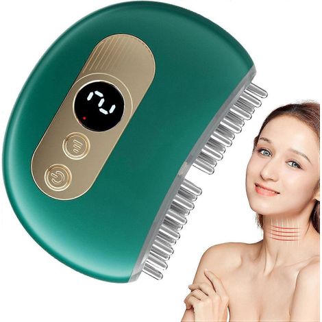 Appareil de massage pour soulager les douleurs de l'articulation temporo-mandibulaire (ATM), avec vibrations et chaleur. Soulagement efficace des douleurs à la mâchoire et au cou. Vert. (1/5)