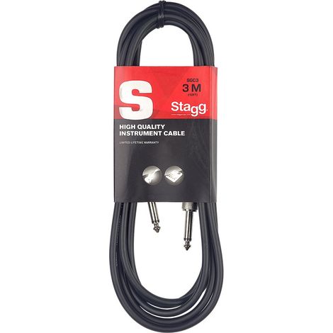 Stagg SGC6DL Cavo Pro-Dritto - Deluxe per Strumenti Musicali da Jack 6,3 mm a Jack 6,3 mm, 6m, Nero (1/4)