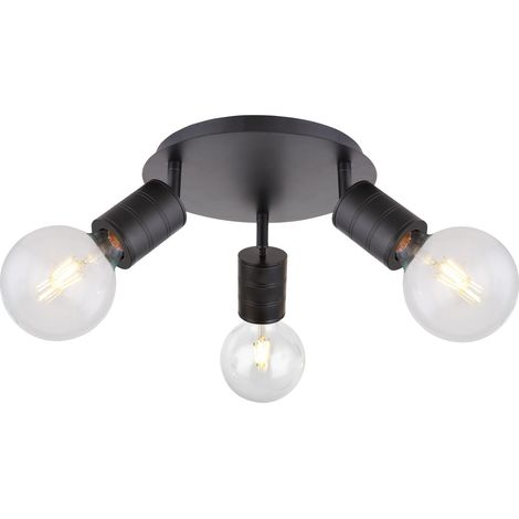 Plafonnier rond 3 ampoules en métal design industriel HERMINE