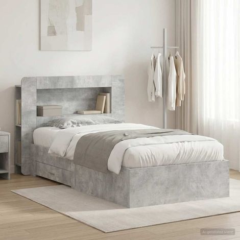 Cadre de lit avec rangement Gris béton 80 x 200 cm (1/5)