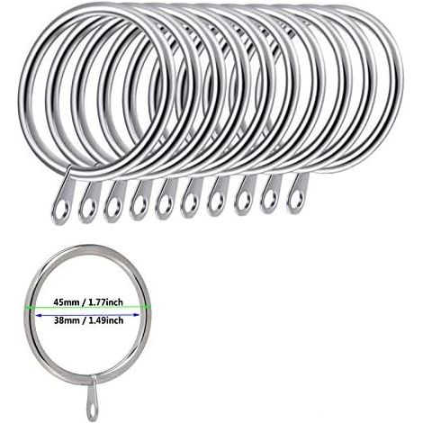 CSPARKV 50 Stück Metall-Vorhangringe für Vorhänge und Stangen, 38 mm Innendurchmesser (Silber)
