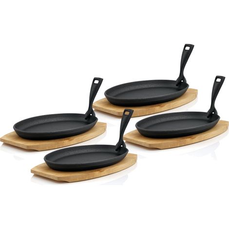 BBQ-Toro Set de poêles à servir avec socle en bois  27 x 18 x 3 cm - ovale