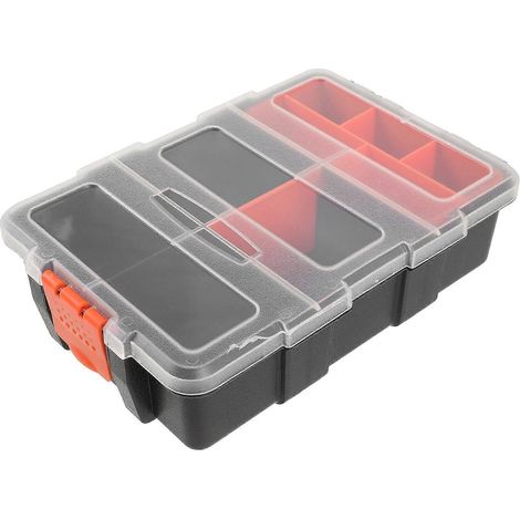 Petite boîte à outils compartimentée, étui de rangement pour vis, organisateur de quincaillerie en plastique, petite boîte à accessoires (1/4)