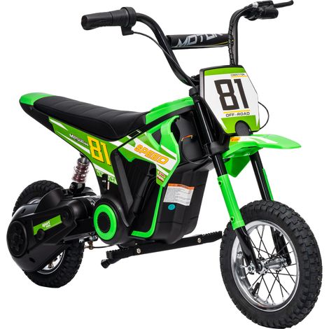 Kids Electric Motorbike, 24V Ride On Motorcycle with 3 Speeds and Rear Suspension, Dirt Bike for 8-12 Years Old, Green