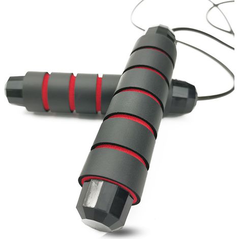 Corde à Sauter, Réglable pour Enfants et Adultes, Roulements à Billes en Acier, Poignée en Mousse Antidérapante, Câble en Acier, Pour Fitness, Crossfit, Sports, Boxe, Gym - 9.8ft, Rouge (1/5)