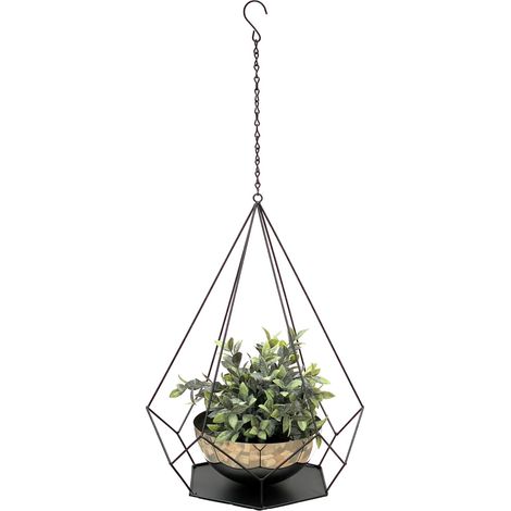 DanDiBo Blumenampel Innen Metall Wand Hängepflanzen 76 cm 96095 L mit Topf 6 Ecken Pflanzenhänger Blumenhänger Topfhänger Blumen Blumentopfhänger Hängetopf (1/5)