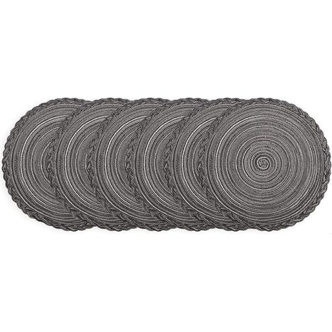 Sets table ronds tressés lot de 6, antidérapants, lavables, doubles fonctions sous-verres