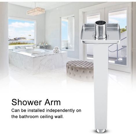 Barre de douche en acier inoxydable carré, bras de pommeau mural pour plafond, salle de bain, 20 cm, fixation murale robuste (1/3)