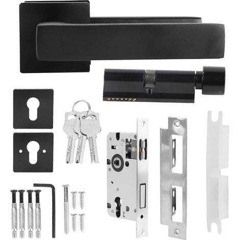 Schwarzes, verstellbares Zylinderschloss, Türgriff mit Schlüssel, einzelner Verriegelungsknauf, Hardware-Zubehör (1/5)