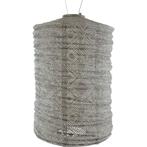 LUMIZ Lampion Solarlampe Cylinder 28 Mosaic Taupe hellgrau Ø 28 cm - Tyvek® (1/5)