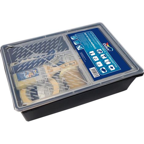 Dulux KIT PITTURA MURALE, Set Completo da Interno per Imbiancare Pareti e Soffitti con Rulli Pittura, Vaschetta con Griglia, Pennello, Telo Pavimento, Nastro Carta e Copertura Battiscopa (1/5)