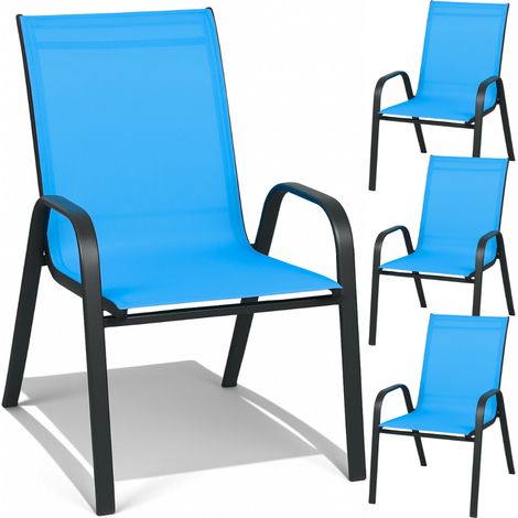Sillas de jardín de metal para terraza o balcón, sillón de jardín azul, 4 unidades. (1/5)