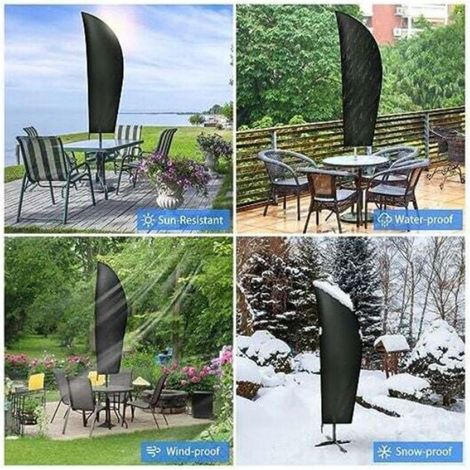 Couverture pour Parasol, 265cm Jardin Parasol Couverture/Housse de Protection pour Parasol Oxford étanche, Noir Femeo (1/5)