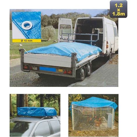 TRADE SHOP - Telo Copritutto Polietilene Impermeabile Con Occhielli 1,8 X 1,2 Mt Fai Da Te - (1/3)