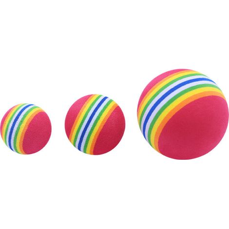 Palla per gatti, giocattolo arcobaleno che squittisce, morbido e masticabile, per gattini, gioco interattivo silenzioso, adatto per animali domestici da interno (3 diverse misure): 6,3 cm, 4,2 cm e 3, (1/4)
