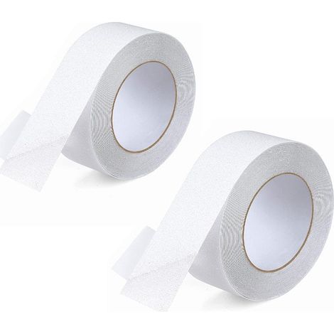 Cinta antideslizante, cinta impermeable para escaleras (transparente, textura de grava, 5 cm x 5 m), 2 rollos (1/3)