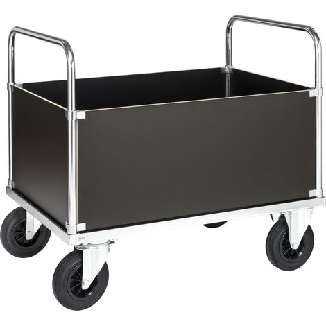 Kongamek Kastenwagen, verzinkt 1200x800x900mm mit Ladefläche und 4 Wänden aus MDF mit Gummibereifung ohne Bremse