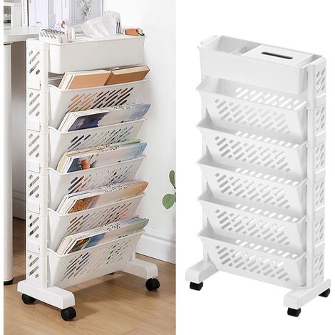 Grande étagère mobile, rotative, amovible, rangement pratique sur roulettes, 6 niveaux (1/5)