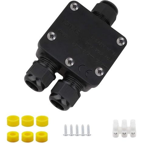 Boîte de jonction extérieure étanche IP68 plus grande ligne de prise à 3 voies Boîte de jonction électrique externe, câble coaxial M25 gamme de fils de 5 mm à 15 mm (1/4)