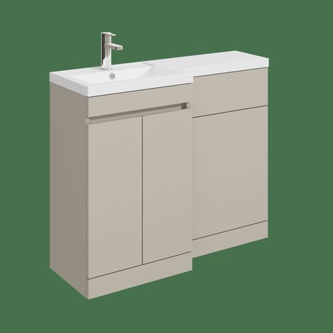 Balterley Tean 1000mm Floor Standing Compact Unit with Left Hand Polymarble Basin - Pebble Grey