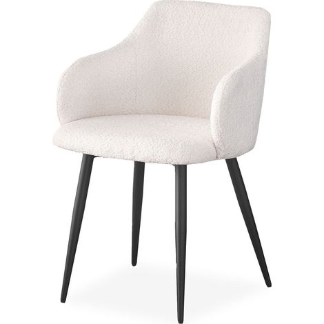 Lot de 8 chaises Paoline Tissu Bouclette Crème