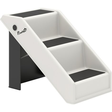 Escalier pliant 3 marches pour petits chiens et chats, 53x30,5x36,5 cm, crème (1/5)