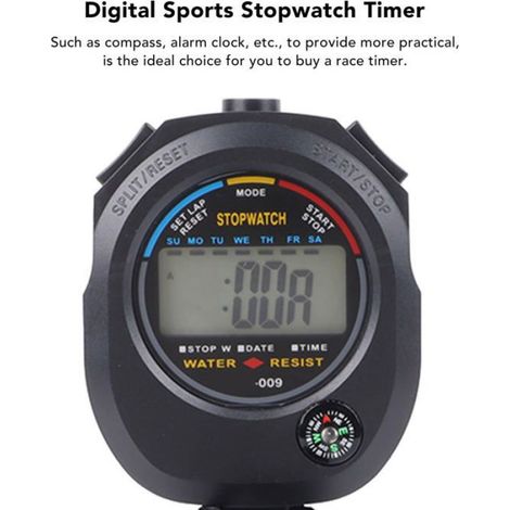 Chronomètre de sport, matériau ABS, minuterie de haute précision pour la course à pied, la natation, le basket-ball avec batterie (1/4)