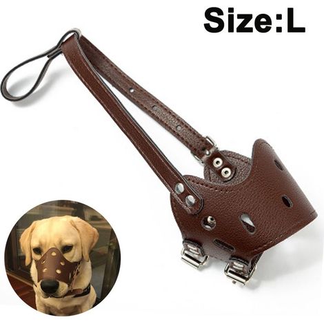 Muselière en cuir PU anti-morsure et anti-ingestion pour chiens de taille moyenne et grande, idéale pour contrôler les aboiements. Convient aux chiens de taille moyenne et grande. (1/4)