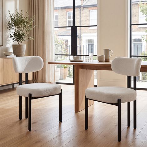 Wahson Set di 2 da Pranzo con Schienalein Pelliccia, Sedie da Cucina Moderne Soggiorno Imbottite con Gambe in Metallo per Sala da Pranzo/Ristorante, Bianco
