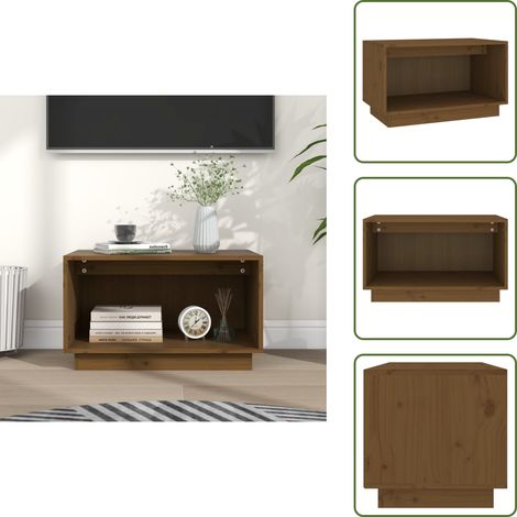 Meuble TV Marron miel 60x35x35 cm Bois de pin massif - Meubles Tv - Meuble Tv - Armoire Tv - Télévision Bois - Design Scandinave (1/5)