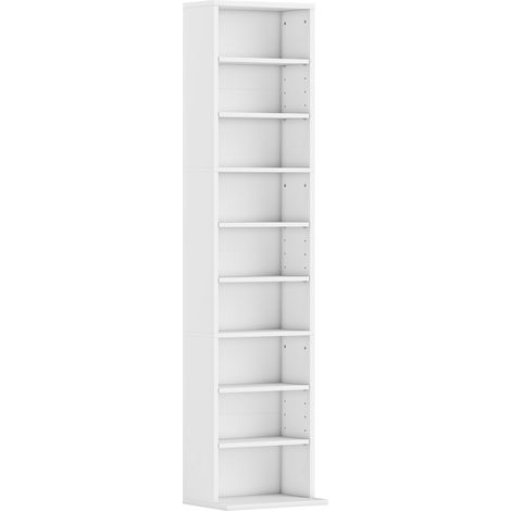 Libreria Scaffale Porta CD 33x24x140 cm con 6 Ripiani Regolabili Capacità di 260 CD/120 DVD Bianco (1/5)