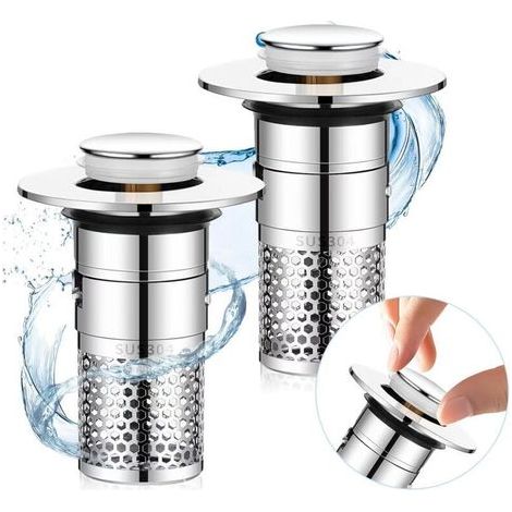 Lot de 2 bouchons de baignoire universels 34-40 mm avec crépine (1/5)