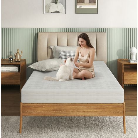 Materasso ergonomico 140x200 cm in schiuma fredda, 13 cm, sfoderabile, bianco HAVRYA (1/4)